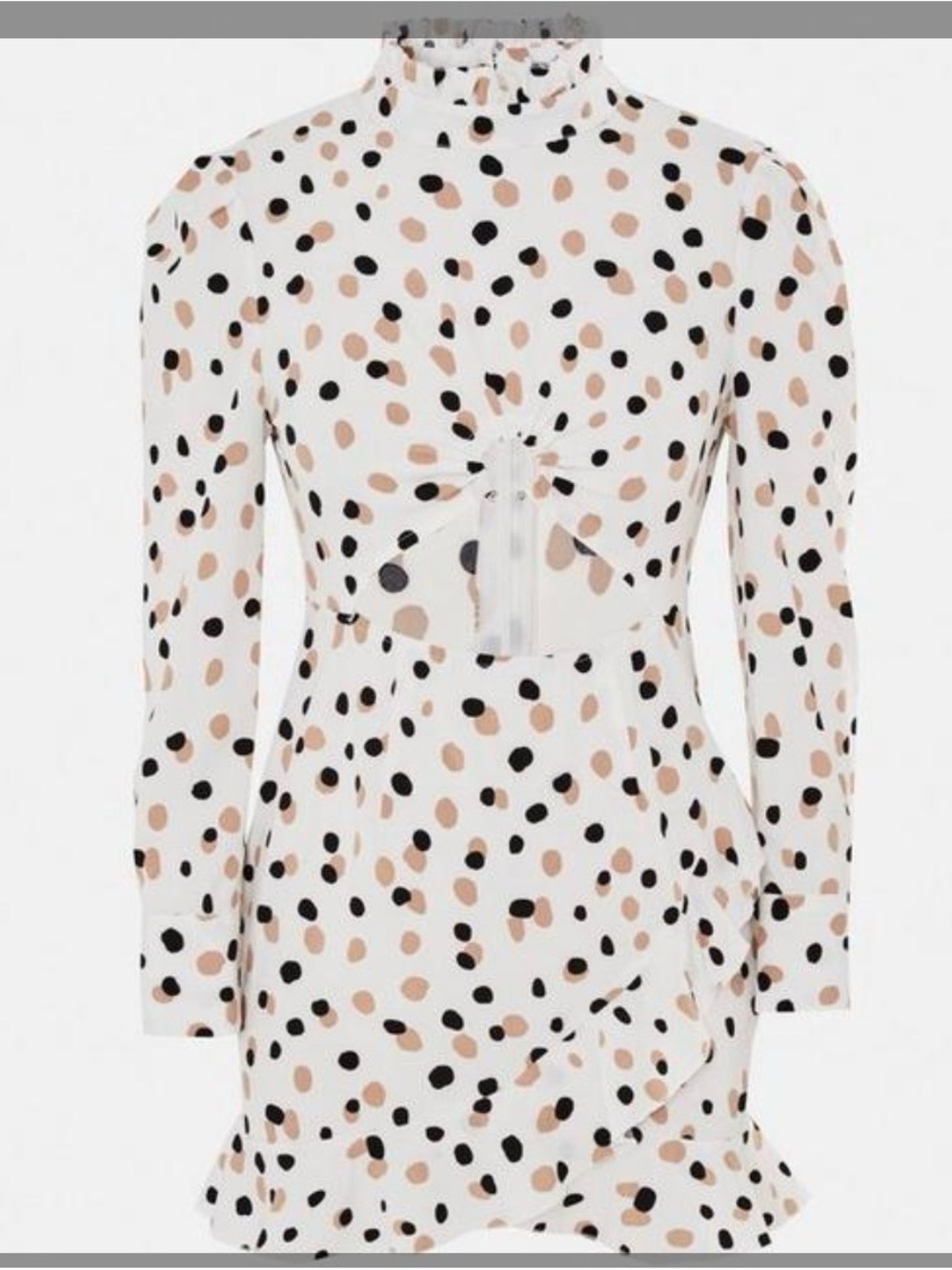 NWT Misguided Petite Spot Print High Neck Cut Out Mini Dress